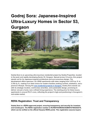 Explore Godrej Sora Sector 53 Gurgaon – 3 & 4 BHK Flats