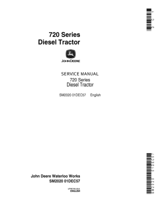 John Deere 720 Series Diesel Tractor Service Repair Manual Instant Download (sm2020)