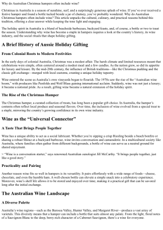 Why do Australian Christmas hampers often include wine?