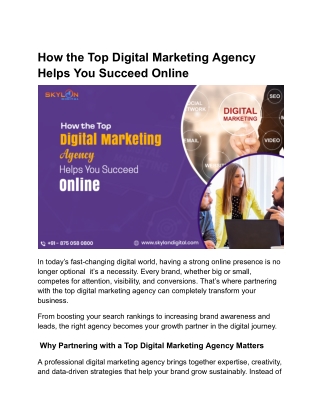 How the Top Digital Marketing Agency Helps You Succeed Online