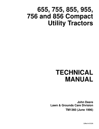 John Deere 756 Compact Utility Tractor Service Repair Manual Instant Download