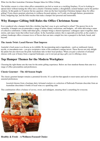 What Are the Best Australian Christmas Hamper Ideas for Office Gifting