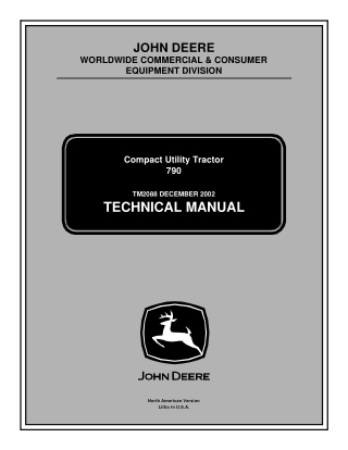 John Deere 790 Compact Utility Tractor Service Repair Manual Instant Download (TM2088)