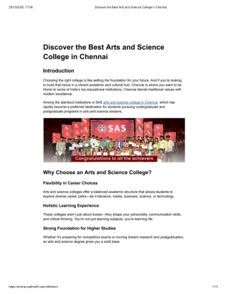 Discover the Best Arts and Science College in Chennai