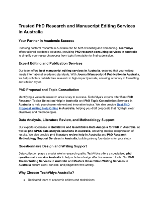 Trusted PhD Research and Manuscript Editing Services in Australia