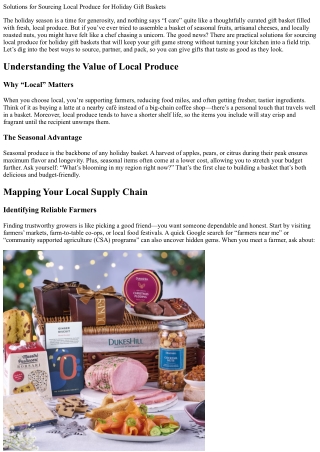 Solutions for Sourcing Local Produce for Holiday Gift Baskets