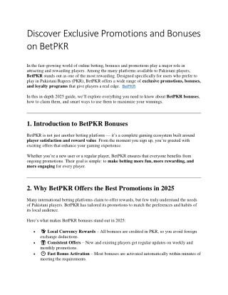 Discover Exclusive Promotions and Bonuses on BetPKR