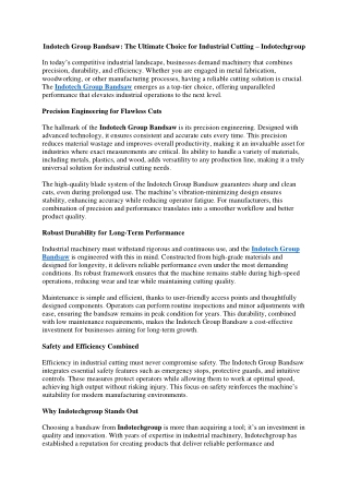 Indotech Group Bandsaw The Ultimate Choice for Industrial Cutting – Indotechgroup