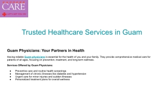 Trusted Guam Physicians – Family & General Healthcare Services