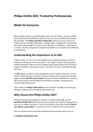 Philips OnSite AED: Trusted by Professionals, Made for Everyone