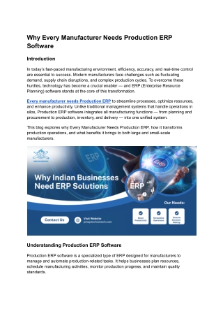 Why Every Manufacturer Needs Production ERP Software
