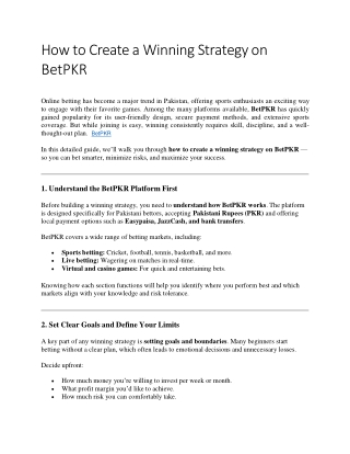 How to Create a Winning Strategy on BetPKR