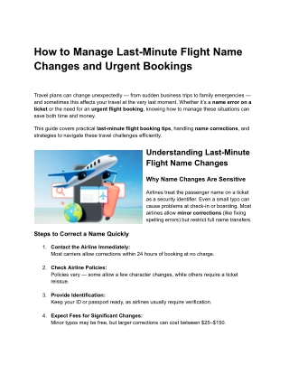 How to Manage Last-Minute Flight Name Changes and Urgent Bookings