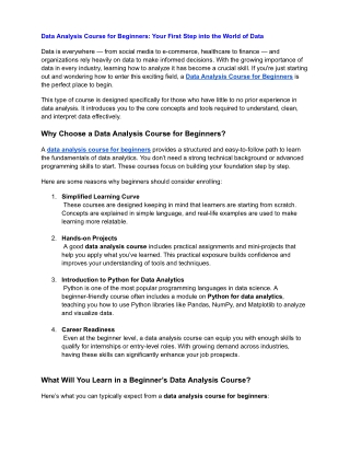Data Analysis Course for Beginners: Your First Step into the World of Data