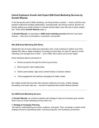 Unlock Explosive Growth with Expert B2B Email Marketing Services by Growth Wizards