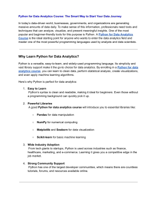 Python for Data Analytics Course: The Smart Way to Start Your Data Journey