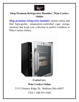 Shop Premium Refrigerator Humidor  Wine Coolers Online