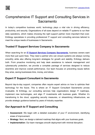 Comprehensive IT Support and Consulting Services in Sacramento