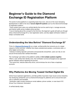 Beginner’s Guide to the Diamond Exchange ID Registration Platform