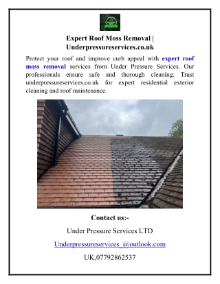 Expert Roof Moss Removal Underpressureservices.co.uk