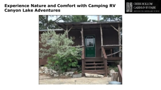 Experience Nature and Comfort with Camping RV Canyon Lake Adventures