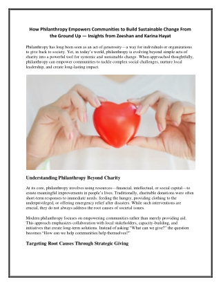 How Philanthropy Empowers Communities to Build Sustainable Change From the Ground Up — Insights from Zeeshan and Karina