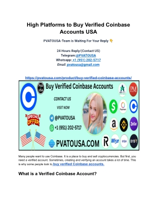 High Platforms to Buy Verified Coinbase Accounts USA