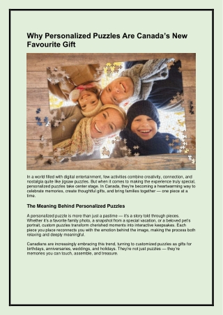 Why Personalized Puzzles Are Canada