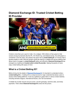 Diamond Exchange ID_ Trusted Cricket Betting ID Provider