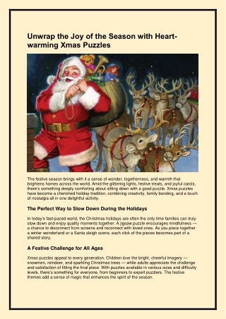Unwrap the Joy of the Season with Heartwarming Xmas Puzzles