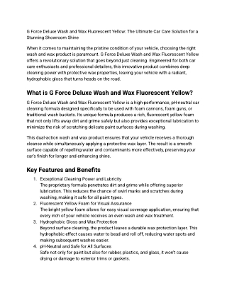 Deluxe Wash and Wax Fluorescent Yellow _ Ultimate Shine & Protection _  G Force Auto Detailing