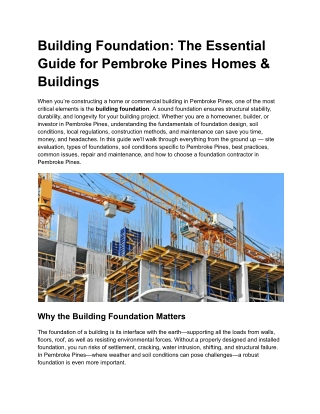 Building Foundation_ The Essential Guide for Pembroke Pines Homes & Buildings
