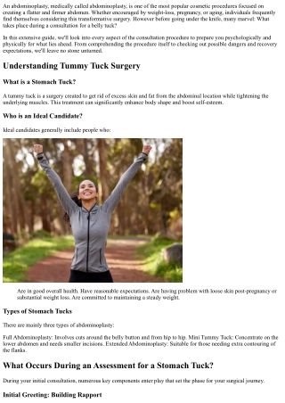 What Takes place Throughout a Consultation for an abdominoplasty?