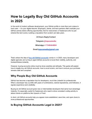 How to Legally Buy Old GitHub Accounts in 2025