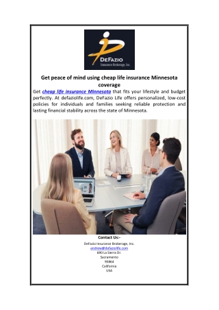 Get peace of mind using cheap life insurance Minnesota coverage