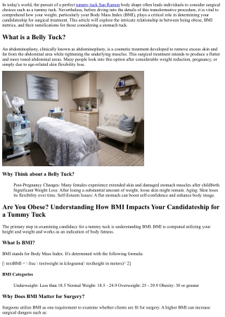 Are You Overweight? Comprehending How BMI Impacts your Candidateship for an abdo