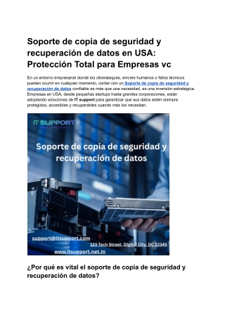 Soporte de copia de seguridad y recuperación de datos en USA