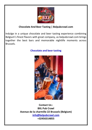 Chocolate Chocolate And Beer Tasting | Bxlpubcrawl.com