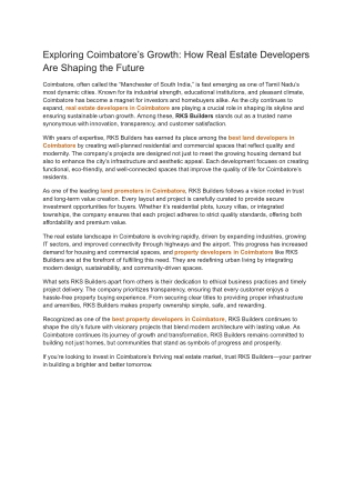 Exploring Coimbatore’s Growth_ How Real Estate Developers Are Shaping the Future