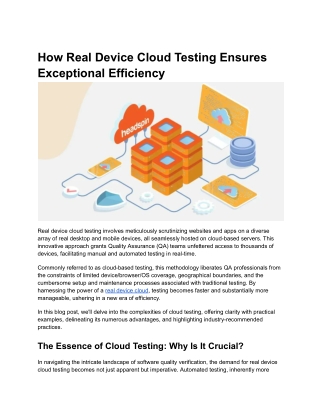 How Real Device Cloud Testing Ensures Exceptional Efficiency