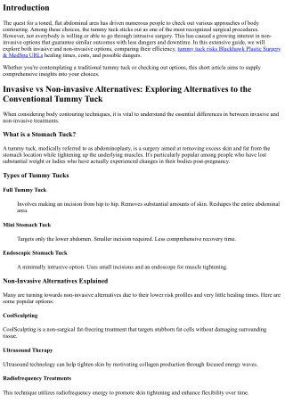 Invasive vs Non-invasive Choices: Exploring Alternatives to the Standard tummy t