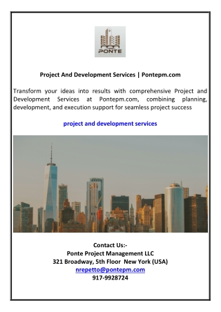 Project And Development Services | Pontepm.com