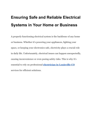 Ensuring Safe and Reliable Electrical Systems in Your Home or Business