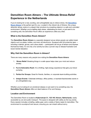 Demolition Room Almere – The Ultimate Stress-Relief Experience in the Netherlands