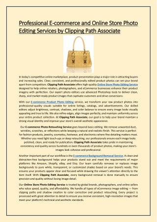 Professional E-commerce and Online Store Photo Editing Services by Clipping Path Associate