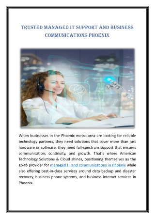 Trusted Managed IT Support and Business Communications Phoenix