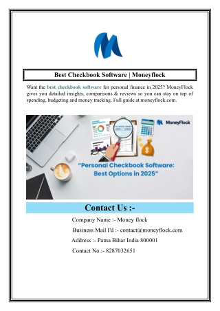 Best Checkbook Software  Moneyflock