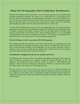 Master SSC JE Preparation with EA Publications’ Best Resources