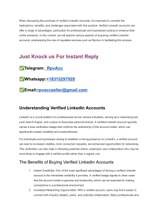 Top reason to buy verified linkedin accounts at rpvacc