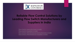 Reliable Flow Control Solutions by Leading Flow Switch Manufacturers and Suppliers in India